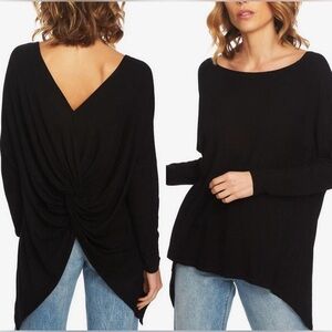 EUC 1.State Black Waffle Knotted Back Top